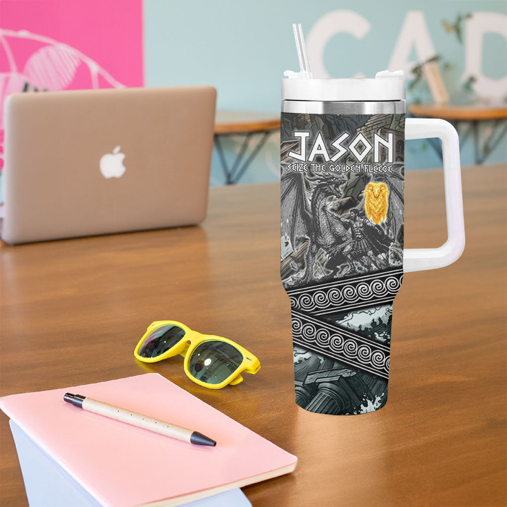 Jason Argo The First Voyage Tumbler With Handle Ancient Greek Mythology Heroic Warrior Dragon Battle