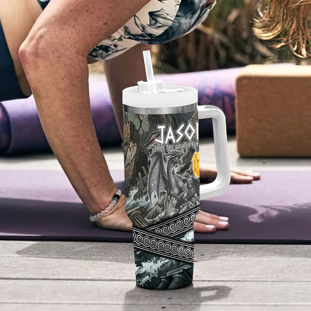 Jason Argo The First Voyage Tumbler With Handle Ancient Greek Mythology Heroic Warrior Dragon Battle