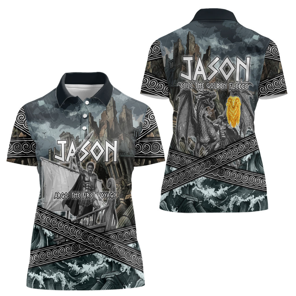 Jason Argo The First Voyage Women Polo Shirt Ancient Greek Mythology Heroic Warrior Dragon Battle