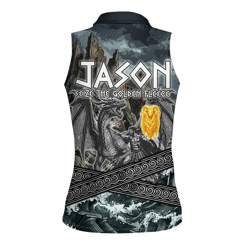 Jason Argo The First Voyage Women Sleeveless Polo Shirt Ancient Greek Mythology Heroic Warrior Dragon Battle