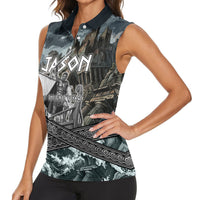 Jason Argo The First Voyage Women Sleeveless Polo Shirt Ancient Greek Mythology Heroic Warrior Dragon Battle