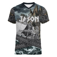 Jason Argo The First Voyage Women V-Neck T-Shirt Ancient Greek Mythology Heroic Warrior Dragon Battle