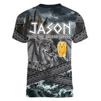 Jason Argo The First Voyage Women V-Neck T-Shirt Ancient Greek Mythology Heroic Warrior Dragon Battle