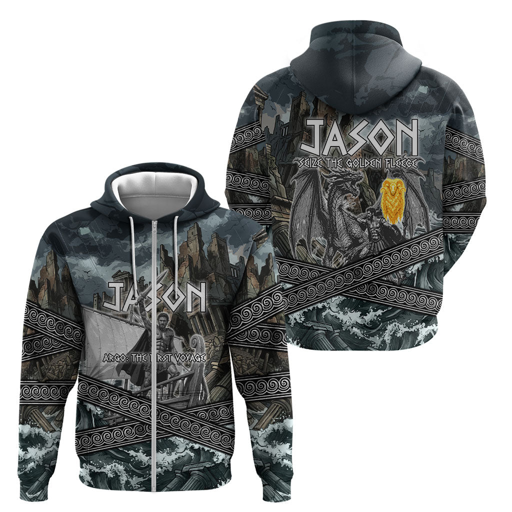 Jason Argo The First Voyage Zip Hoodie Ancient Greek Mythology Heroic Warrior Dragon Battle