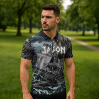 Jason Argo The First Voyage Zipper Polo Shirt Ancient Greek Mythology Heroic Warrior Dragon Battle
