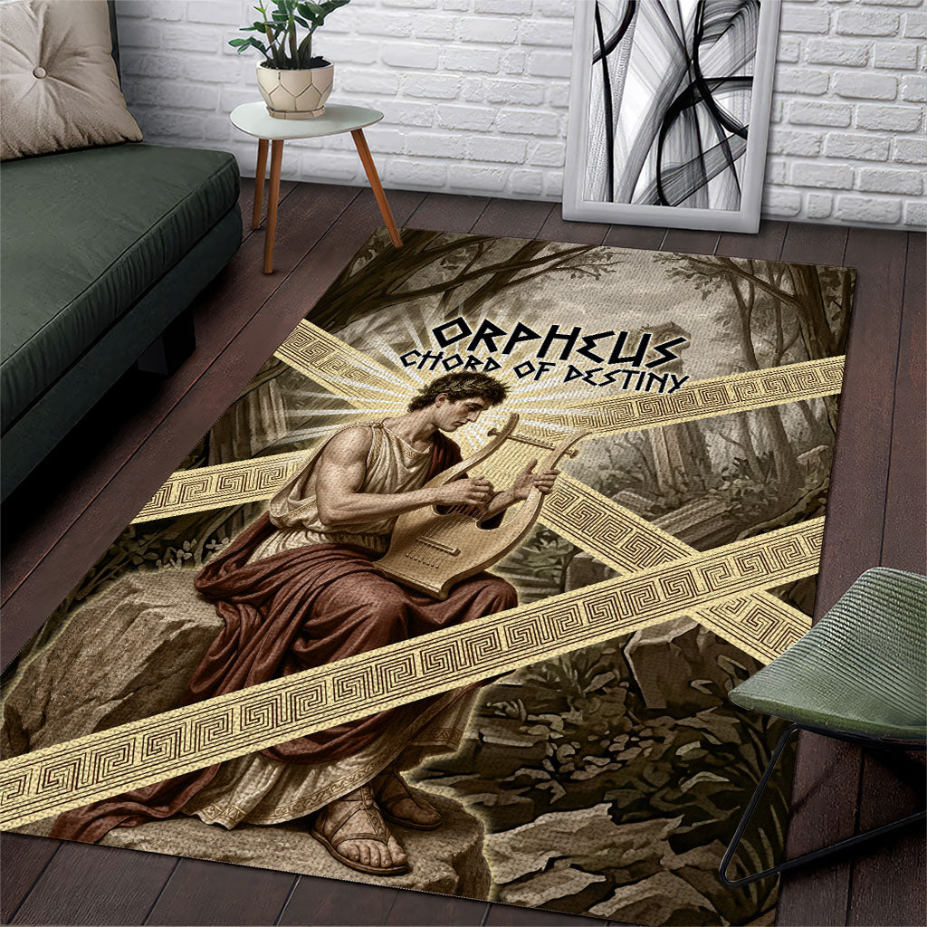 Orpheus Greek Mythology Lyre Musician Area Rug Vintage Ancient Greek Meander Classical Statue