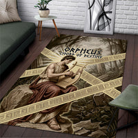 Orpheus Greek Mythology Lyre Musician Area Rug Vintage Ancient Greek Meander Classical Statue
