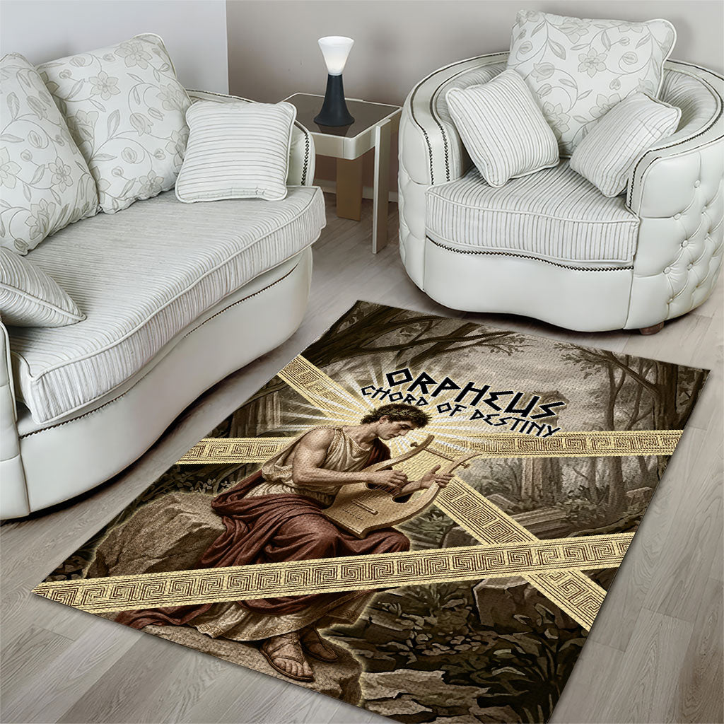 Orpheus Greek Mythology Lyre Musician Area Rug Vintage Ancient Greek Meander Classical Statue