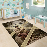 Orpheus Greek Mythology Lyre Musician Area Rug Vintage Ancient Greek Meander Classical Statue
