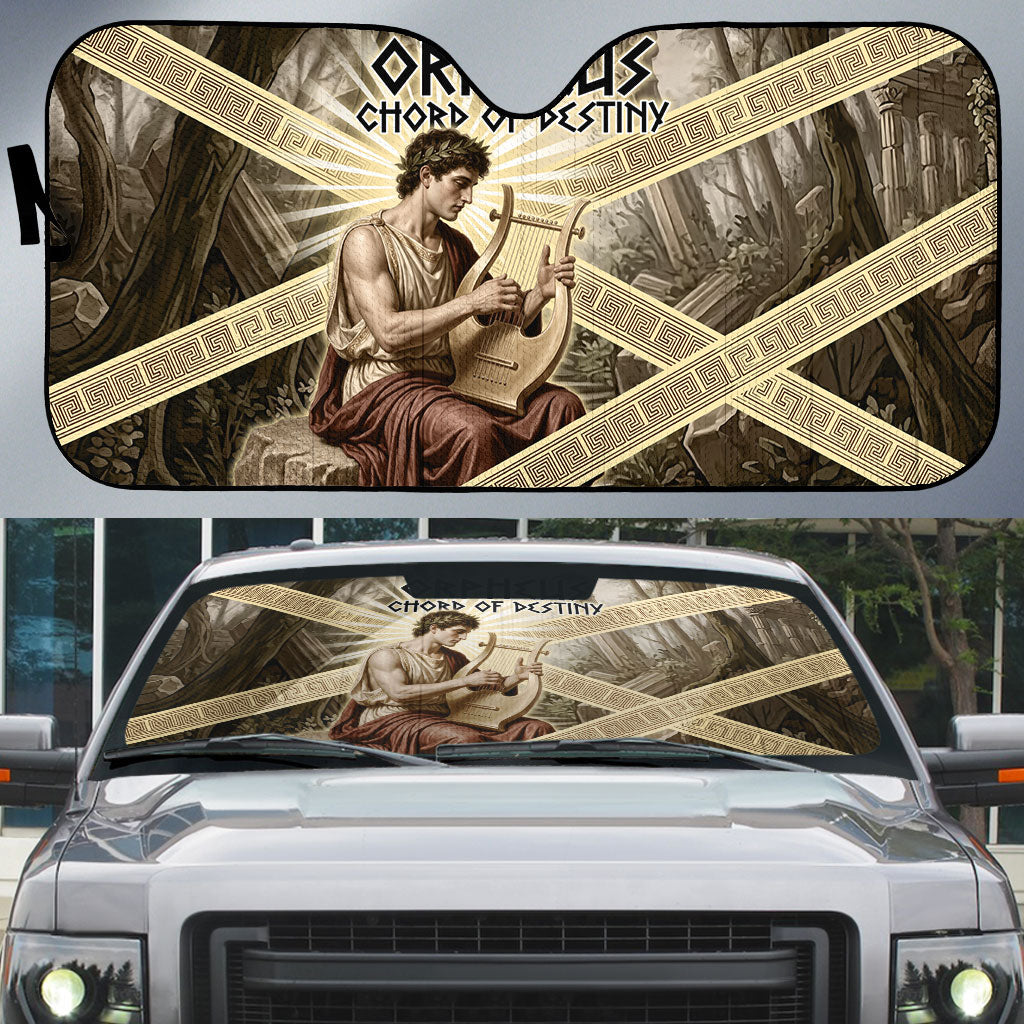 Orpheus Greek Mythology Lyre Musician Auto Sun Shade Vintage Ancient Greek Meander Classical Statue