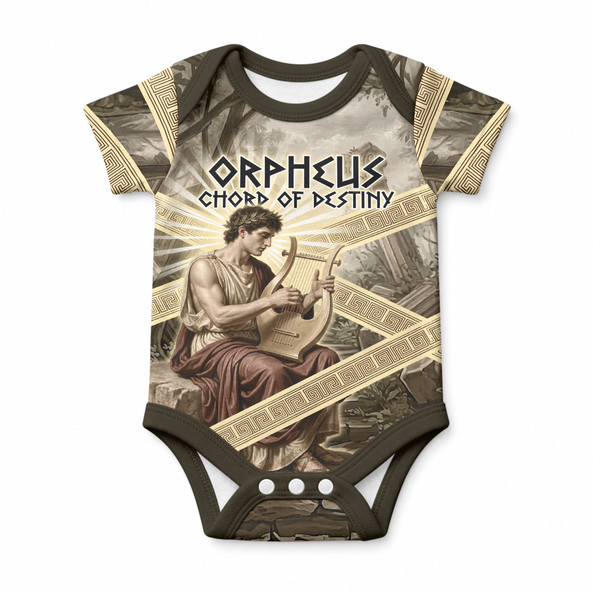 Orpheus Greek Mythology Lyre Musician Baby Onesie Vintage Ancient Greek Meander Classical Statue