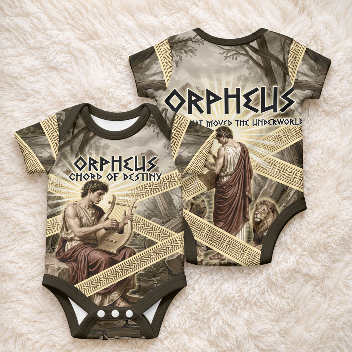 Orpheus Greek Mythology Lyre Musician Baby Onesie Vintage Ancient Greek Meander Classical Statue