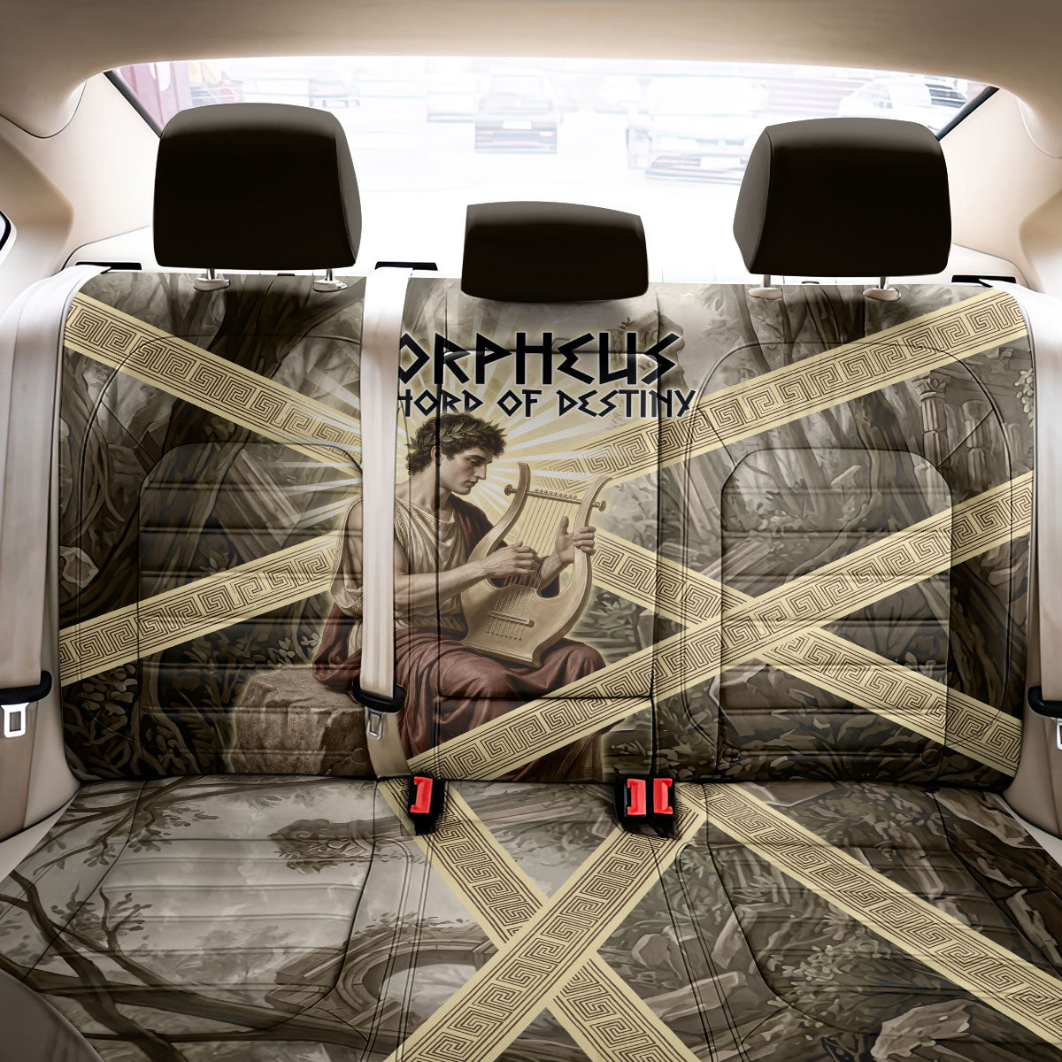 Orpheus Greek Mythology Lyre Musician Back Car Seat Cover Vintage Ancient Greek Meander Classical Statue