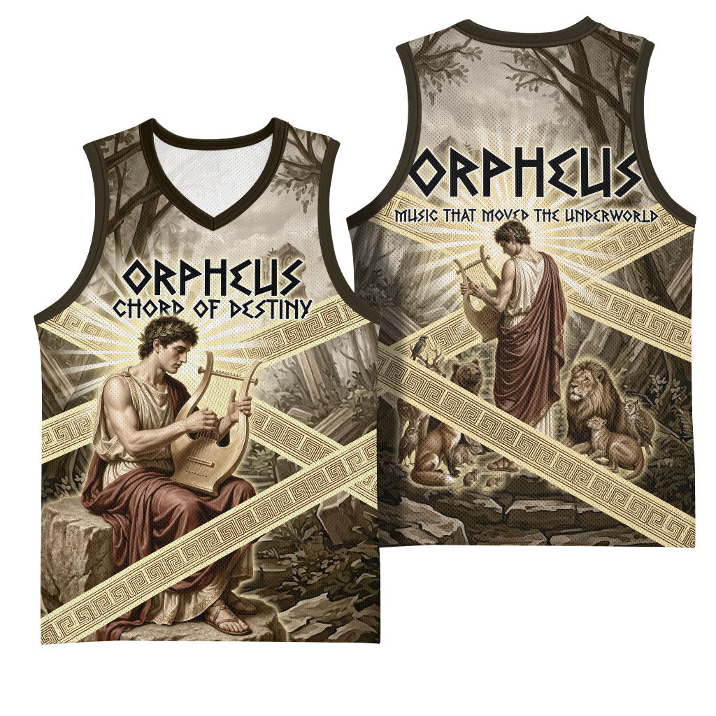 Orpheus Greek Mythology Lyre Musician Basketball Jersey Vintage Ancient Greek Meander Classical Statue