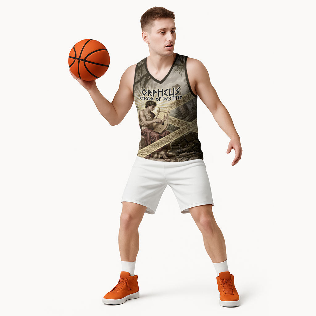 Orpheus Greek Mythology Lyre Musician Basketball Jersey Vintage Ancient Greek Meander Classical Statue