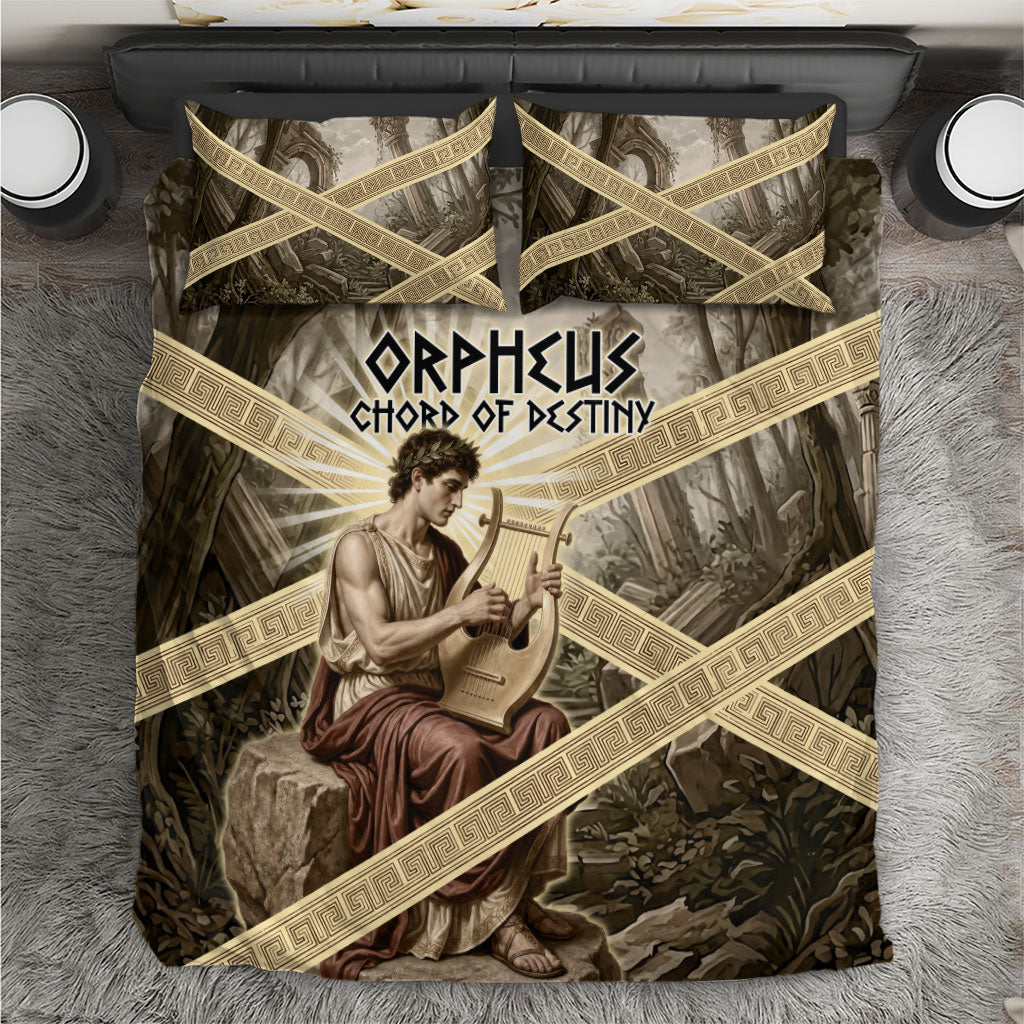 Orpheus Greek Mythology Lyre Musician Bedding Set Vintage Ancient Greek Meander Classical Statue
