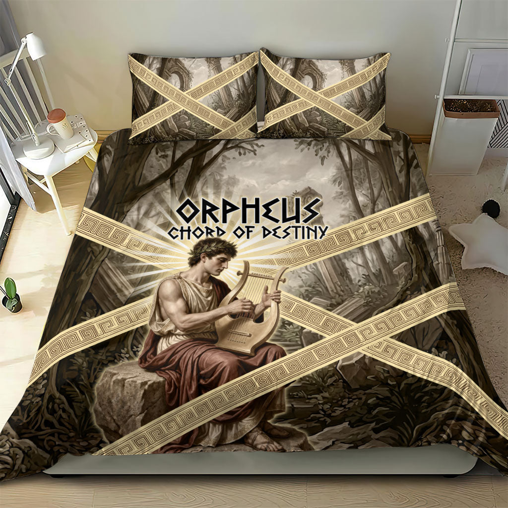 Orpheus Greek Mythology Lyre Musician Bedding Set Vintage Ancient Greek Meander Classical Statue