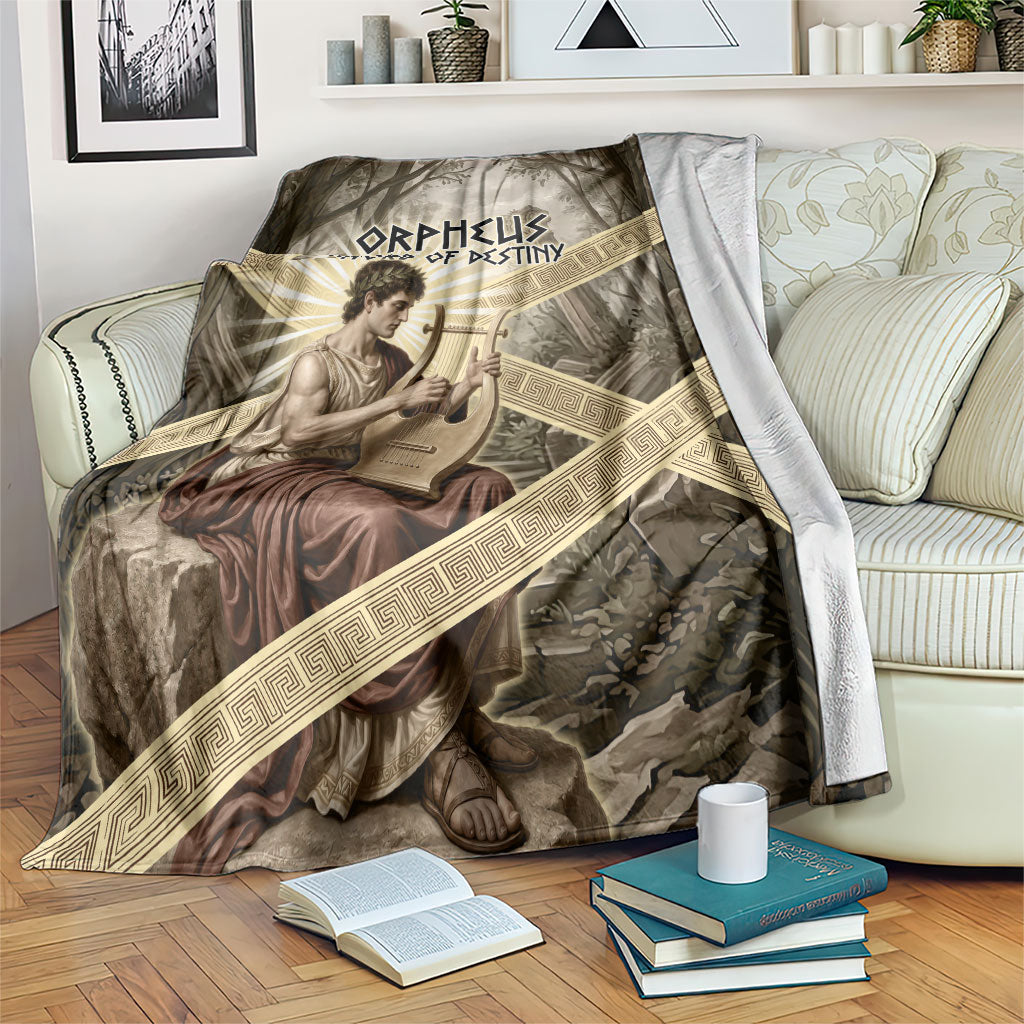 Orpheus Greek Mythology Lyre Musician Blanket Vintage Ancient Greek Meander Classical Statue