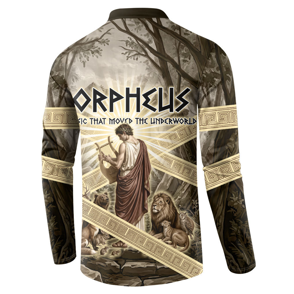 Orpheus Greek Mythology Lyre Musician Button Sweatshirt Vintage Ancient Greek Meander Classical Statue