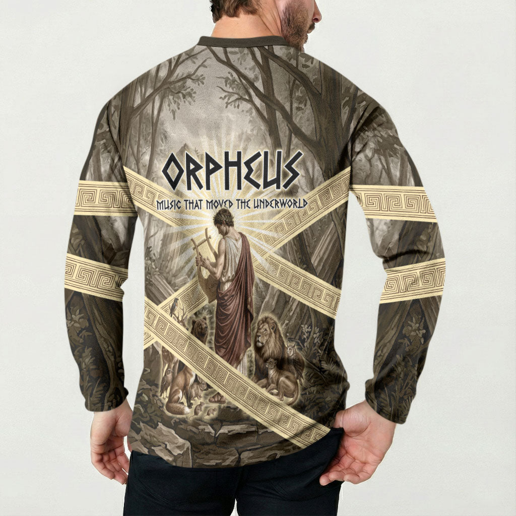 Orpheus Greek Mythology Lyre Musician Button Sweatshirt Vintage Ancient Greek Meander Classical Statue