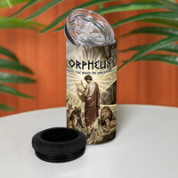Orpheus Greek Mythology Lyre Musician 4 in 1 Can Cooler Tumbler Vintage Ancient Greek Meander Classical Statue