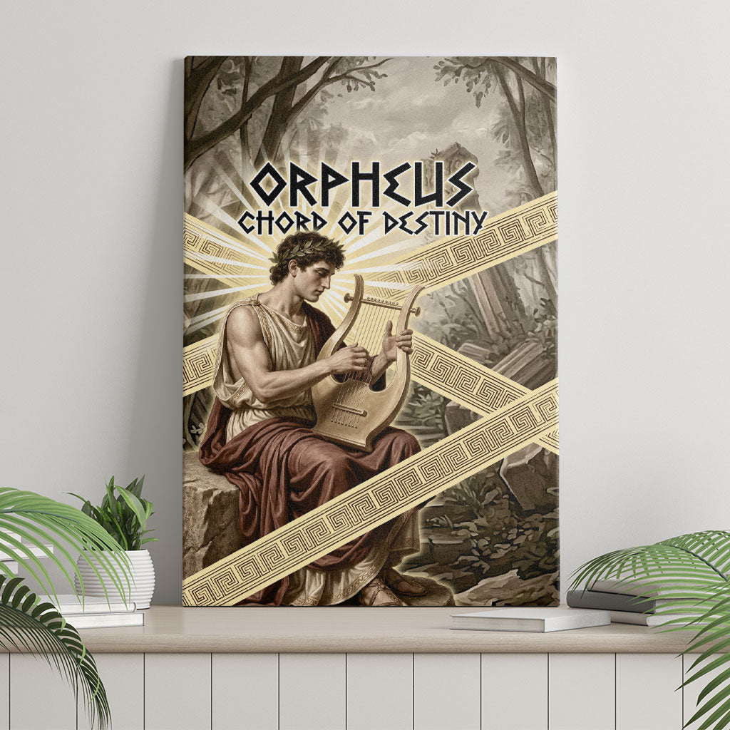 Orpheus Greek Mythology Lyre Musician Canvas Wall Art Vintage Ancient Greek Meander Classical Statue