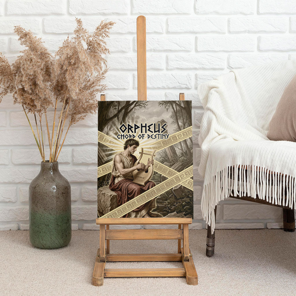 Orpheus Greek Mythology Lyre Musician Canvas Wall Art Vintage Ancient Greek Meander Classical Statue