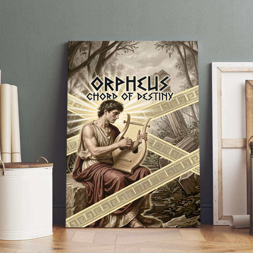 Orpheus Greek Mythology Lyre Musician Canvas Wall Art Vintage Ancient Greek Meander Classical Statue