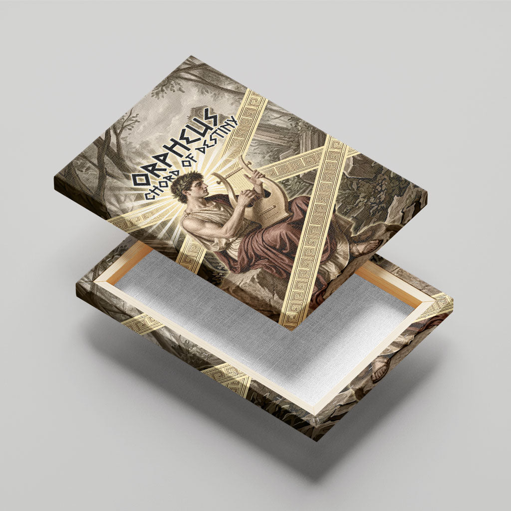 Orpheus Greek Mythology Lyre Musician Canvas Wall Art Vintage Ancient Greek Meander Classical Statue