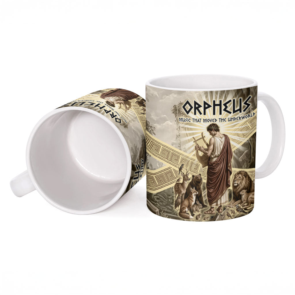 Orpheus Greek Mythology Lyre Musician Ceramic Mug Vintage Ancient Greek Meander Classical Statue