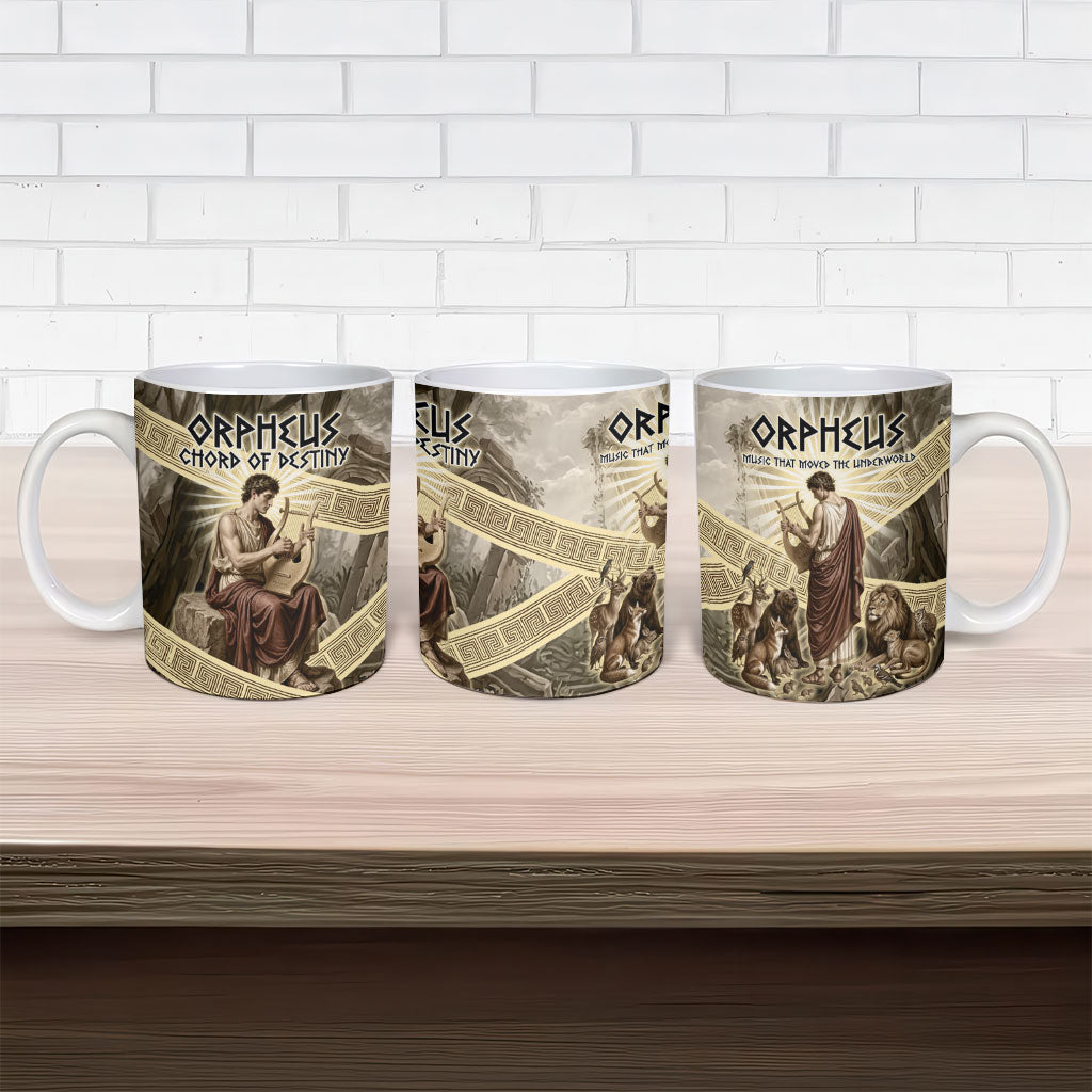 Orpheus Greek Mythology Lyre Musician Ceramic Mug Vintage Ancient Greek Meander Classical Statue