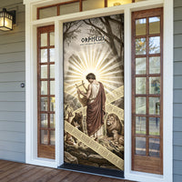 Orpheus Greek Mythology Lyre Musician Door Cover Vintage Ancient Greek Meander Classical Statue