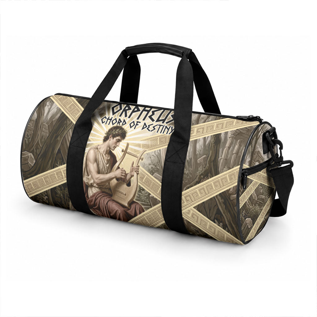 Orpheus Greek Mythology Lyre Musician Duffle Bag Vintage Ancient Greek Meander Classical Statue