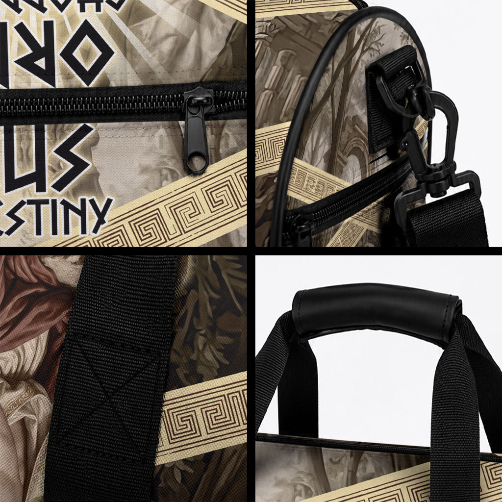 Orpheus Greek Mythology Lyre Musician Duffle Bag Vintage Ancient Greek Meander Classical Statue