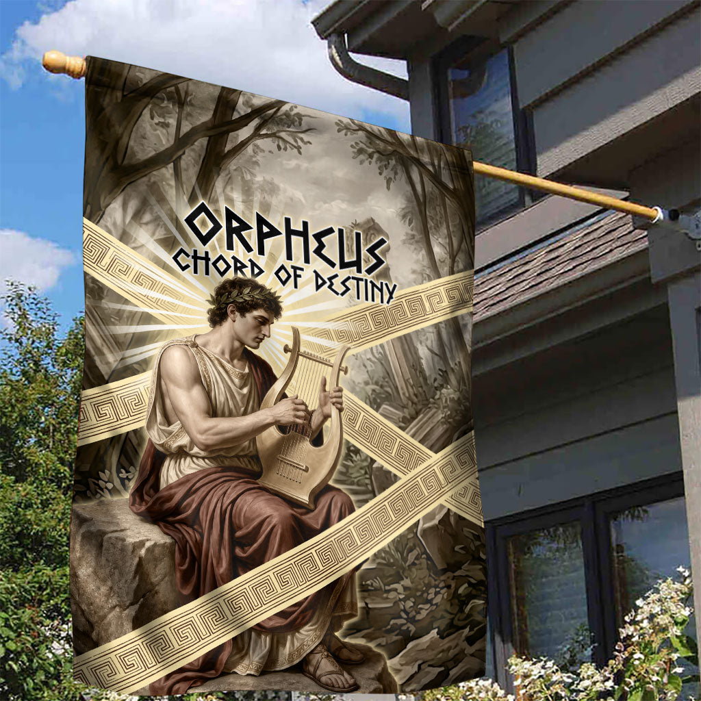 Orpheus Greek Mythology Lyre Musician Garden Flag Vintage Ancient Greek Meander Classical Statue