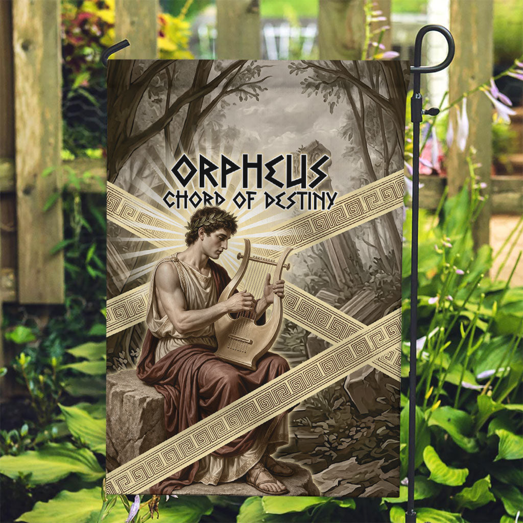 Orpheus Greek Mythology Lyre Musician Garden Flag Vintage Ancient Greek Meander Classical Statue
