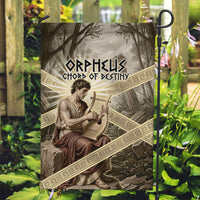 Orpheus Greek Mythology Lyre Musician Garden Flag Vintage Ancient Greek Meander Classical Statue