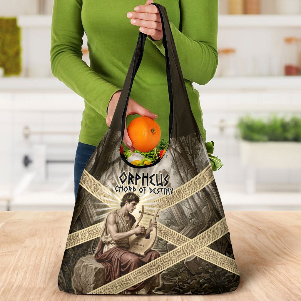 Orpheus Greek Mythology Lyre Musician Grocery Bag Vintage Ancient Greek Meander Classical Statue
