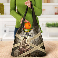 Orpheus Greek Mythology Lyre Musician Grocery Bag Vintage Ancient Greek Meander Classical Statue