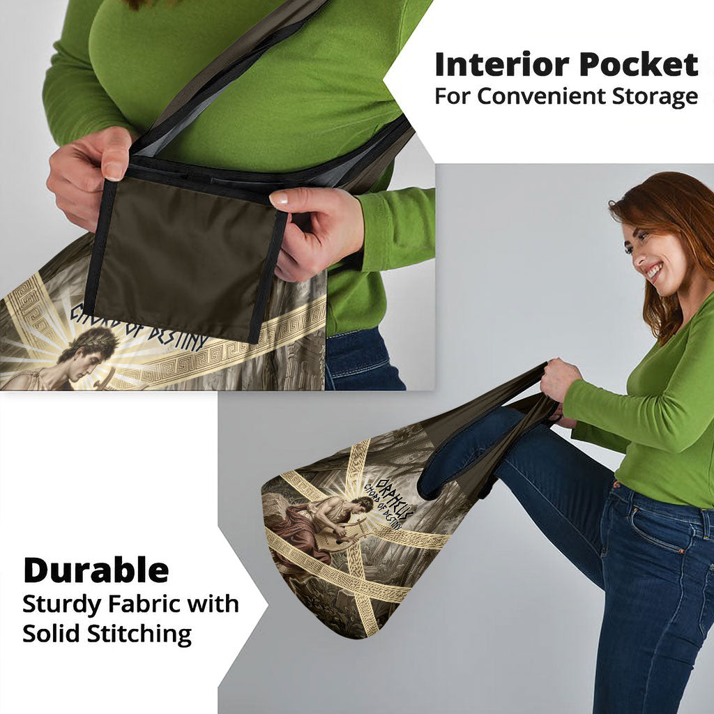 Orpheus Greek Mythology Lyre Musician Grocery Bag Vintage Ancient Greek Meander Classical Statue
