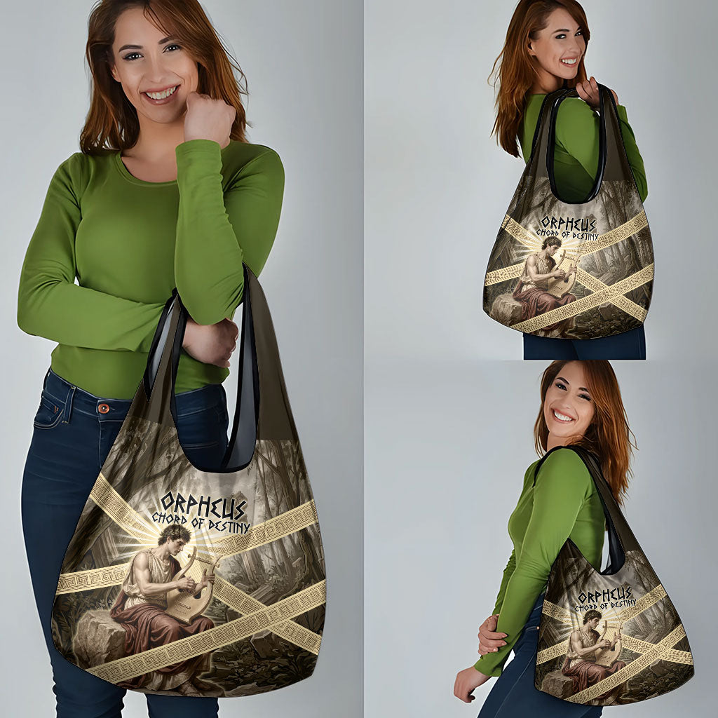 Orpheus Greek Mythology Lyre Musician Grocery Bag Vintage Ancient Greek Meander Classical Statue