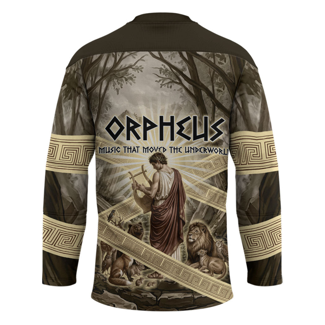 Orpheus Greek Mythology Lyre Musician Hockey Jersey Vintage Ancient Greek Meander Classical Statue