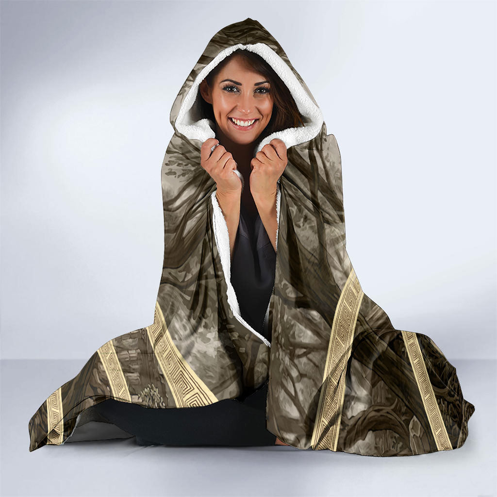 Orpheus Greek Mythology Lyre Musician Hooded Blanket Vintage Ancient Greek Meander Classical Statue