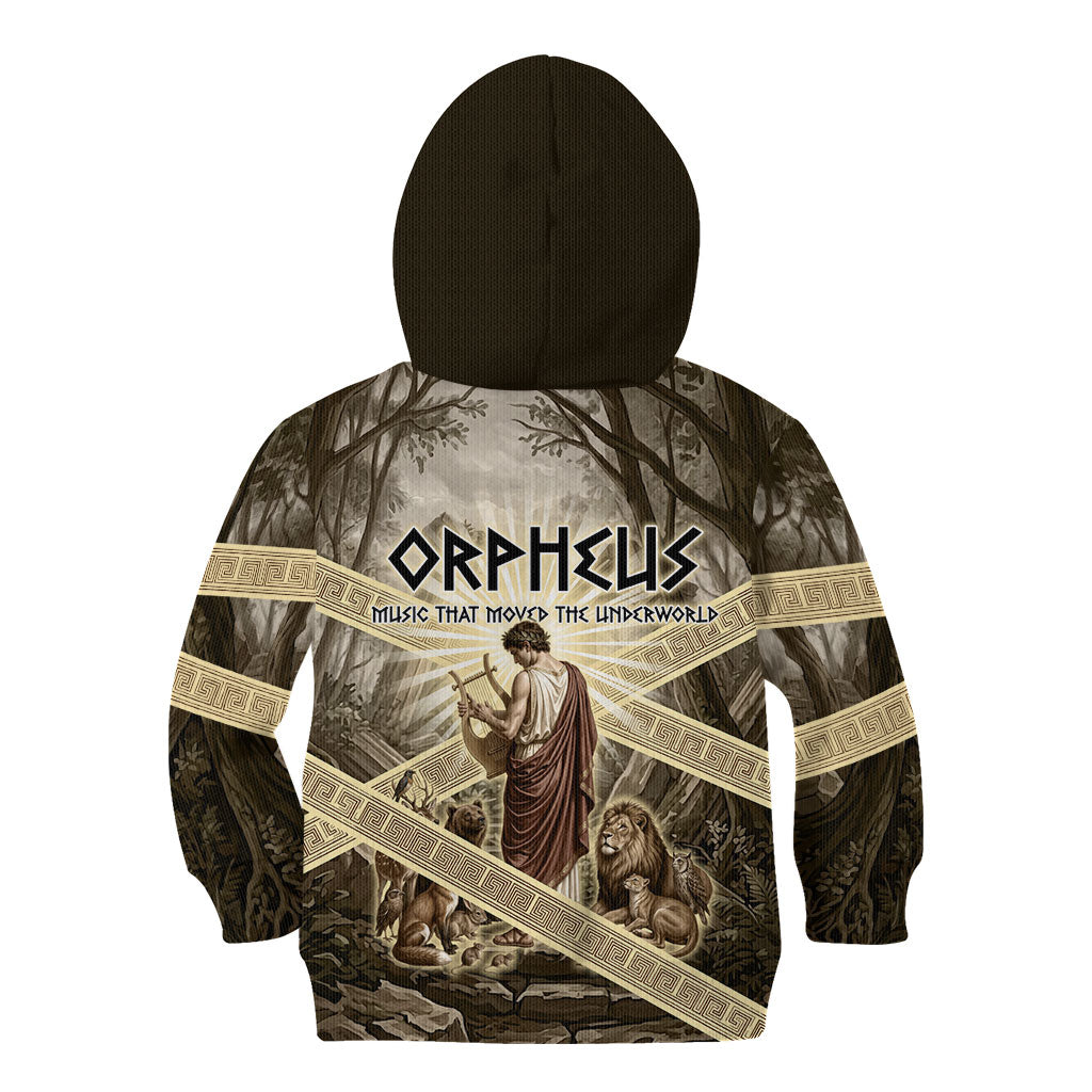 Orpheus Greek Mythology Lyre Musician Kid Hoodie Vintage Ancient Greek Meander Classical Statue