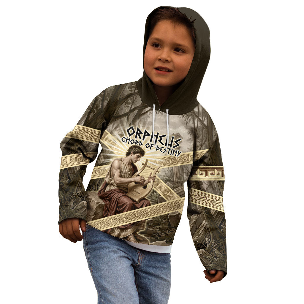 Orpheus Greek Mythology Lyre Musician Kid Hoodie Vintage Ancient Greek Meander Classical Statue