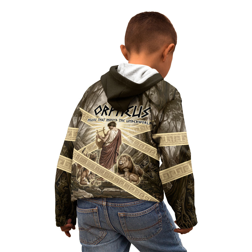 Orpheus Greek Mythology Lyre Musician Kid Hoodie Vintage Ancient Greek Meander Classical Statue