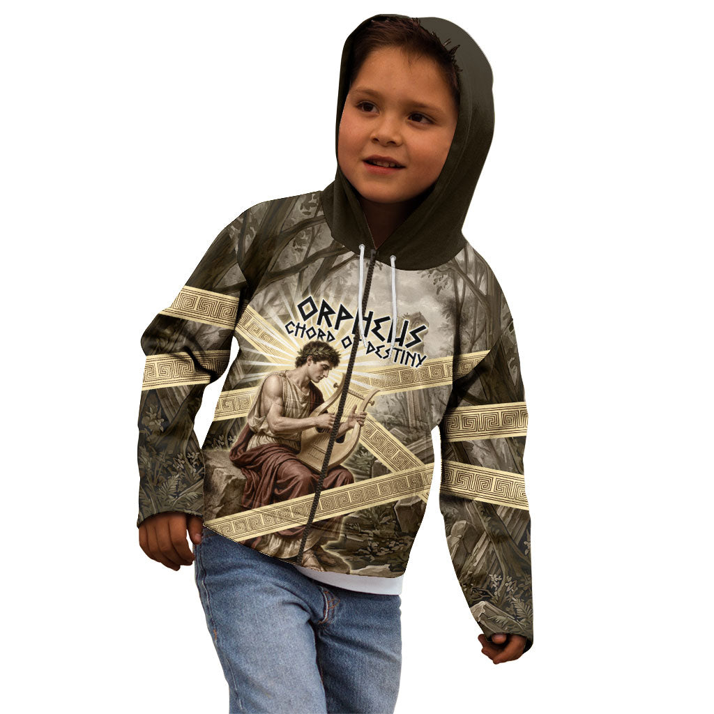 Orpheus Greek Mythology Lyre Musician Kid Hoodie Vintage Ancient Greek Meander Classical Statue