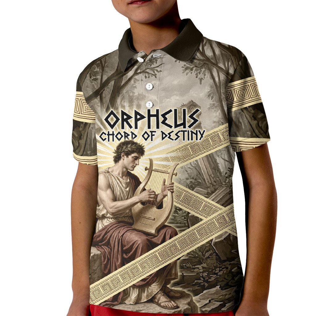 Orpheus Greek Mythology Lyre Musician Kid Polo Shirt Vintage Ancient Greek Meander Classical Statue
