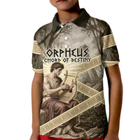 Orpheus Greek Mythology Lyre Musician Kid Polo Shirt Vintage Ancient Greek Meander Classical Statue