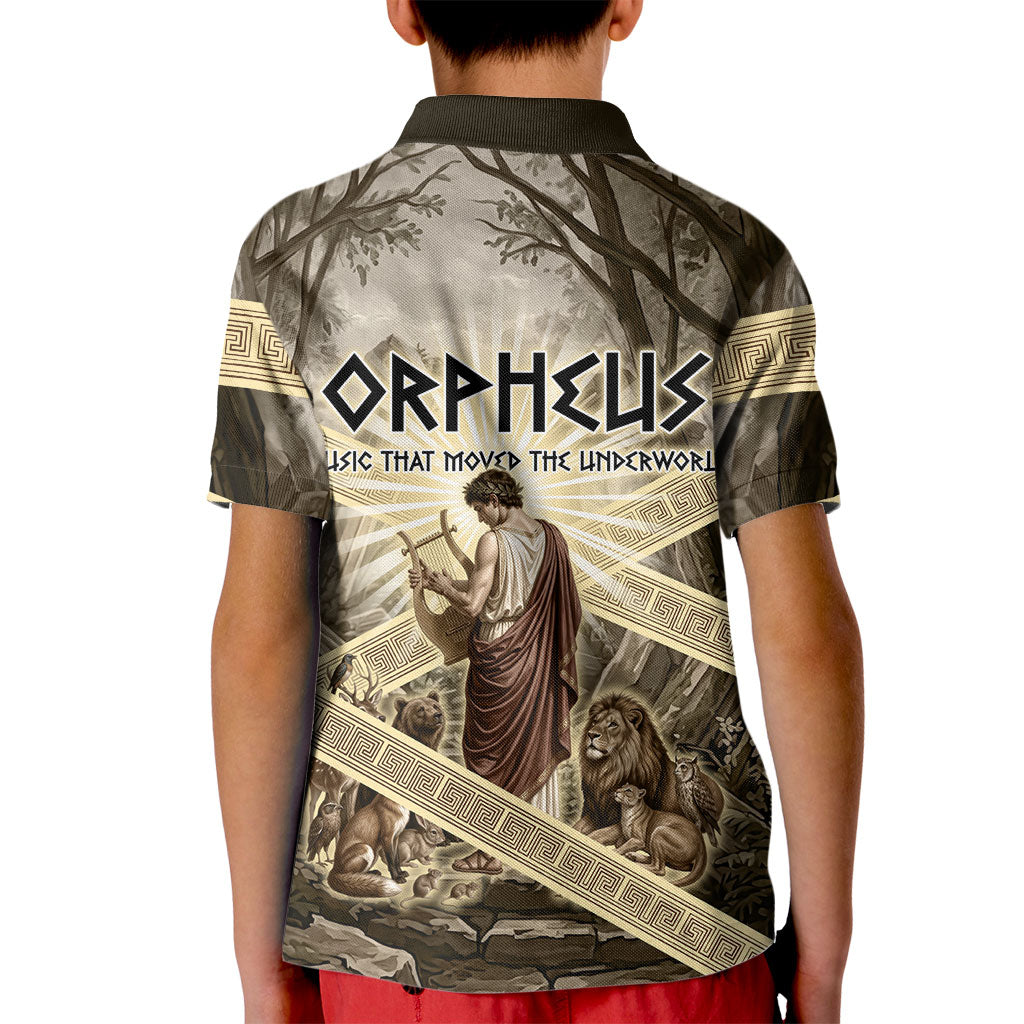 Orpheus Greek Mythology Lyre Musician Kid Polo Shirt Vintage Ancient Greek Meander Classical Statue